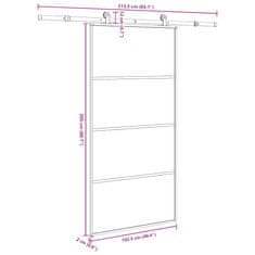 Vidaxl Posuvné dvere s kovaním ESG sklo a hliník 102,5x205 cm