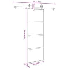 Vidaxl Posuvné dvere s kovaním 76x205 cm tvrdené sklo a hliník úzke