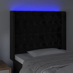 Vidaxl Čelo postele s LED čierne 93x16x118/128 cm zamat