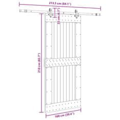 Vidaxl Posuvné dvere so sadou kovania 100x210 cm borovicový masív