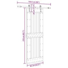 Vidaxl Posuvné dvere so sadou kovania 85x210 cm borovicový masív