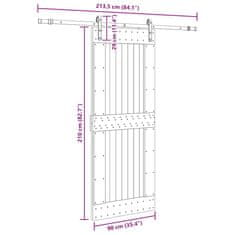 Vidaxl Posuvné dvere so sadou kovania 90x210 cm borovicový masív