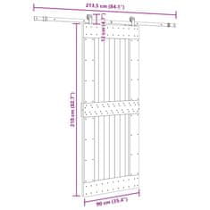 Vidaxl Posuvné dvere so sadou kovania 90x210 cm borovicový masív