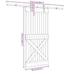 Vidaxl Posuvné dvere so sadou kovania 95x210 cm borovicový masív