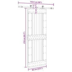 Vidaxl Posuvné dvere so sadou kovania 85x210 cm borovicový masív