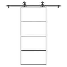 shumee vidaXL Posuvné dvere s kovaním ESG sklo a hliník 90x205 cm