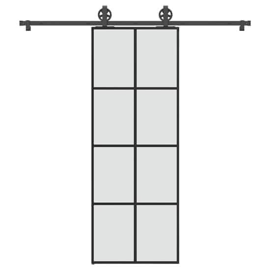 shumee vidaXL Posuvné dvere s kovaním 76x205 cm ESG sklo a hliník