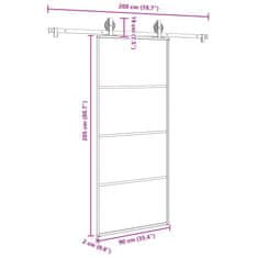 Vidaxl Posuvné dvere s kovaním ESG sklo a hliník 90x205 cm