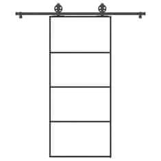 shumee vidaXL Posuvné dvere s kovaním ESG sklo a hliník 90x205 cm