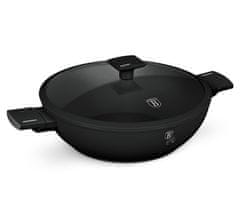 Panvica WOK s titánovým povrchom a pokrievkou 30 cm Matte Black Collection BH-8182