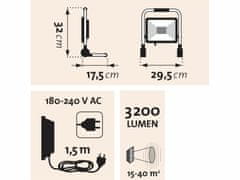 Extol Light Svietidlo pracovné 30W so stojanom, 42x LED, 3200lm, IP65, EXTOL LIGHT