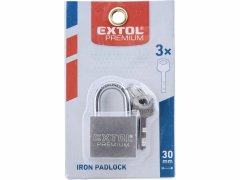 Extol Premium Zámok vysací 30mm, oceľový, poniklovaný, EXTOL PREMIUM