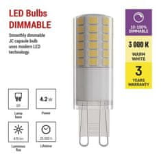 EMOS LED žiarovka Classic JC / G9 / 4,2 W (40 W) / 470 lm / teplá biela / stmievateľná