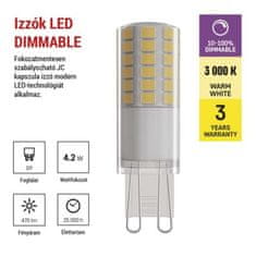 EMOS LED žiarovka Classic JC / G9 / 4,2 W (40 W) / 470 lm / teplá biela / stmievateľná