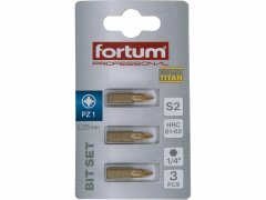 Fortum Bit krížový PZ1x25mm, 3ks, S2, TiN