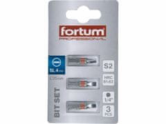 Fortum Bit plochý 3ks, 4x25mm, S2, FORTUM