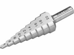 Extol Premium Vrták stupňovitý 4-20mm, stupňovanie 2mm, 9 otvorov, stopka pr.8mm, dĺžka 75mm, HSS, DIN 1412C