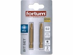 Fortum Bit krížový 2ks, PH 3x50mm, S2, FORTUM