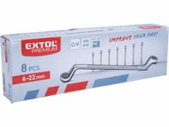 Extol Premium Kľúče očkové vyhnuté, 8-dielna sada, 6-22mm, CrV, EXTOL PREMIUM