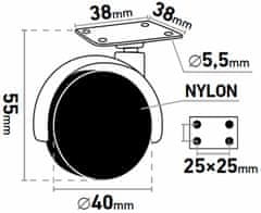 Extol Craft Kolieska otočné dvojité 2ks, Ø40mm, max. 25kg/1ks, EXTOL CRAFT