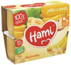 Hami 100% ovocie jablko a banán (4 x 100 g) - ovocný príkrm