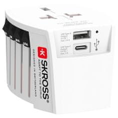 Skross Cestovný adaptér MUV USB, USB A+C, univerzálny pre 150 krajín