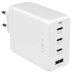 FIXED Nabíječka do sítě GaN 1xUSB, 3x USB-C PD, 100W - bílá