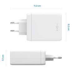 FIXED Nabíječka do sítě GaN 1xUSB, 3x USB-C PD, 100W - bílá