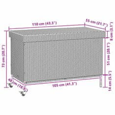 Vidaxl záhradný úložný box s kolieskami zmiešaná béžová 110x55x73 cm