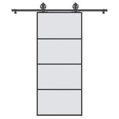 shumee vidaXL Posuvné dvere s kovaním ESG sklo a hliník 90x205 cm