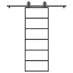 shumee vidaXL Posuvné dvere s kovaním 76x205 cm ESG sklo a hliník