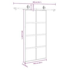 Vidaxl Posuvné dvere s kovaním tvrdené sklo a hliník úzke 102,5x205 cm