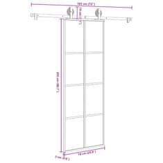 Vidaxl Posuvné dvere s kovaním 76x205 cm ESG sklo a hliník