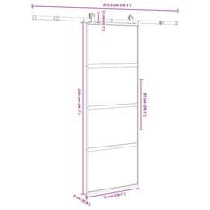 Vidaxl Posuvné dvere s kovaním 76x205 cm tvrdené sklo a hliník úzke