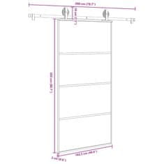 Vidaxl Posuvné dvere s kovaním ESG sklo a hliník 102,5x205 cm