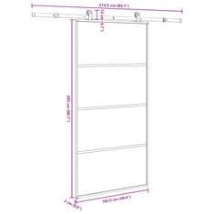 Vidaxl Posuvné dvere s kovaním ESG sklo a hliník 102,5x205 cm