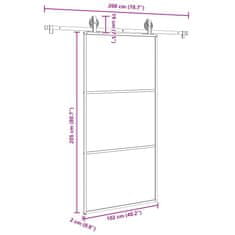 Vidaxl Posuvné dvere s kovaním 102x205 cm ESG sklo a hliník