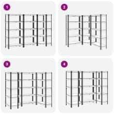 Vidaxl 3-dielna 5-vrstvová súprava polic oceľ a spracované drevo