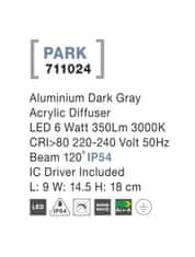 Nova Luce NOVA LUCE vonkajšie nástenné svietidlo PARK hliník tmavo šedá akrylový difúzor LED 6W 3000K 220-240V 120st. IP54 AC vr. driveru 711024