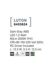 Nova Luce NOVA LUCE vonkajšie nástenné svietidlo LUTON tmavo šedý ABS LED 1.2W 3000K IP65 100-220V vr. driveru 8403624