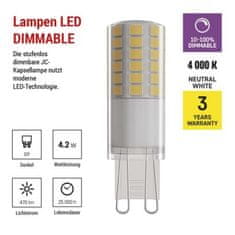 EMOS LED žiarovka Classic JC / G9 / 4,2 W (40 W) / 470 lm / neutrálna biela