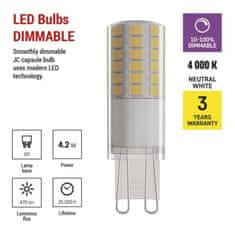 EMOS LED žiarovka Classic JC / G9 / 4,2 W (40 W) / 470 lm / neutrálna biela