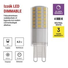 EMOS LED žiarovka Classic JC / G9 / 4,2 W (40 W) / 470 lm / neutrálna biela