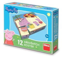 DINO Drevené kocky Peppa Pig 12 kociek