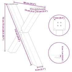 Vidaxl Nohy jedálenského stola X-Shaped 3 ks Čierna 90x(72-73) cm Oceľ