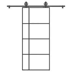 Vidaxl Posuvné dvere s kovaním ESG sklo a hliník 90x205 cm