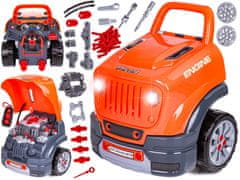 shumee Sada mechanikov, demontáž motora auta, dielňa 61 prvkov, Orange JEEP