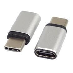 PremiumCord Adaptér USB-C Female - USB-C Male, strieborná