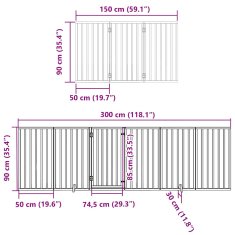 Vidaxl Brána pre psa s dverami sklad. 12pan.biela 600cm topoľové drevo