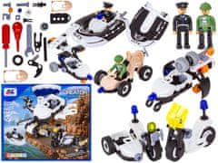 shumee Stavebné bloky 161 El. POLICE, POLICE SET, Motocykel, Ponton, Auto na rozoberanie a otáčanie 8v1